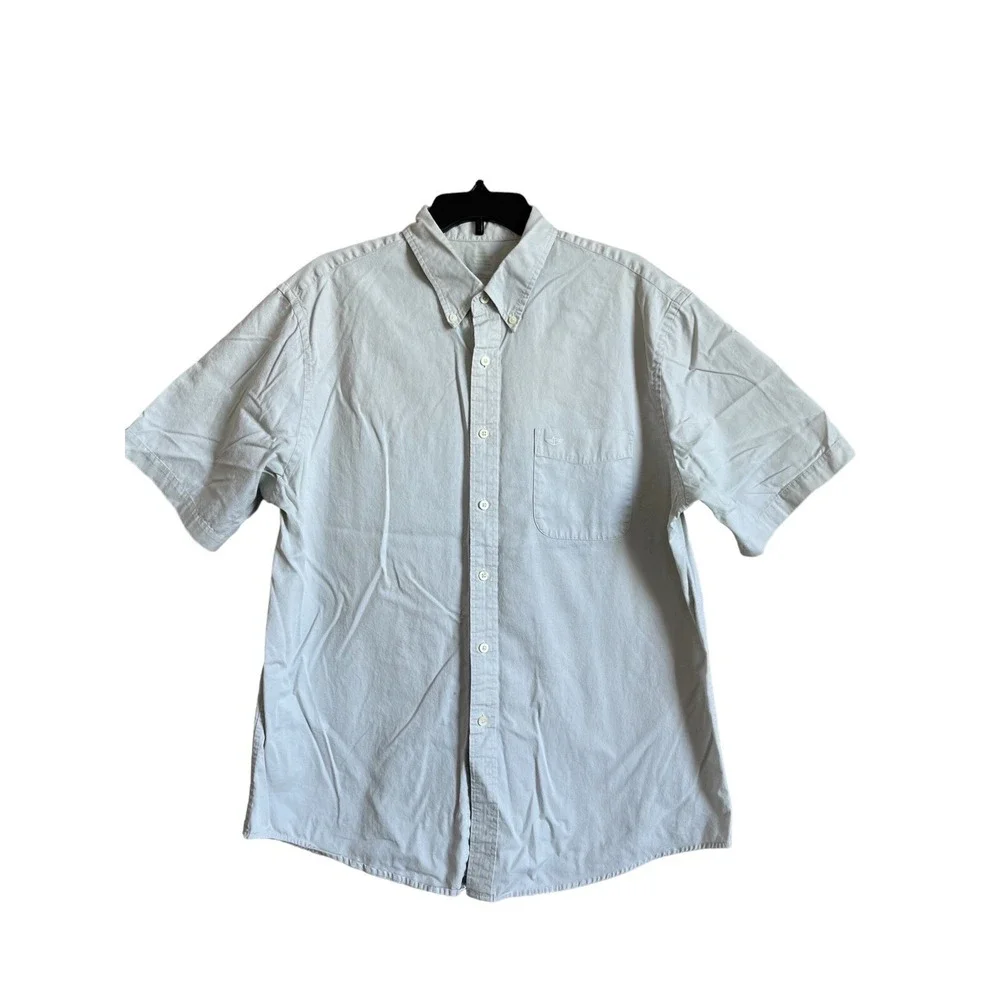 Dockers Short Sleeve Shirt Mens XL Tan Beige Button Down Front Pocket Workwear